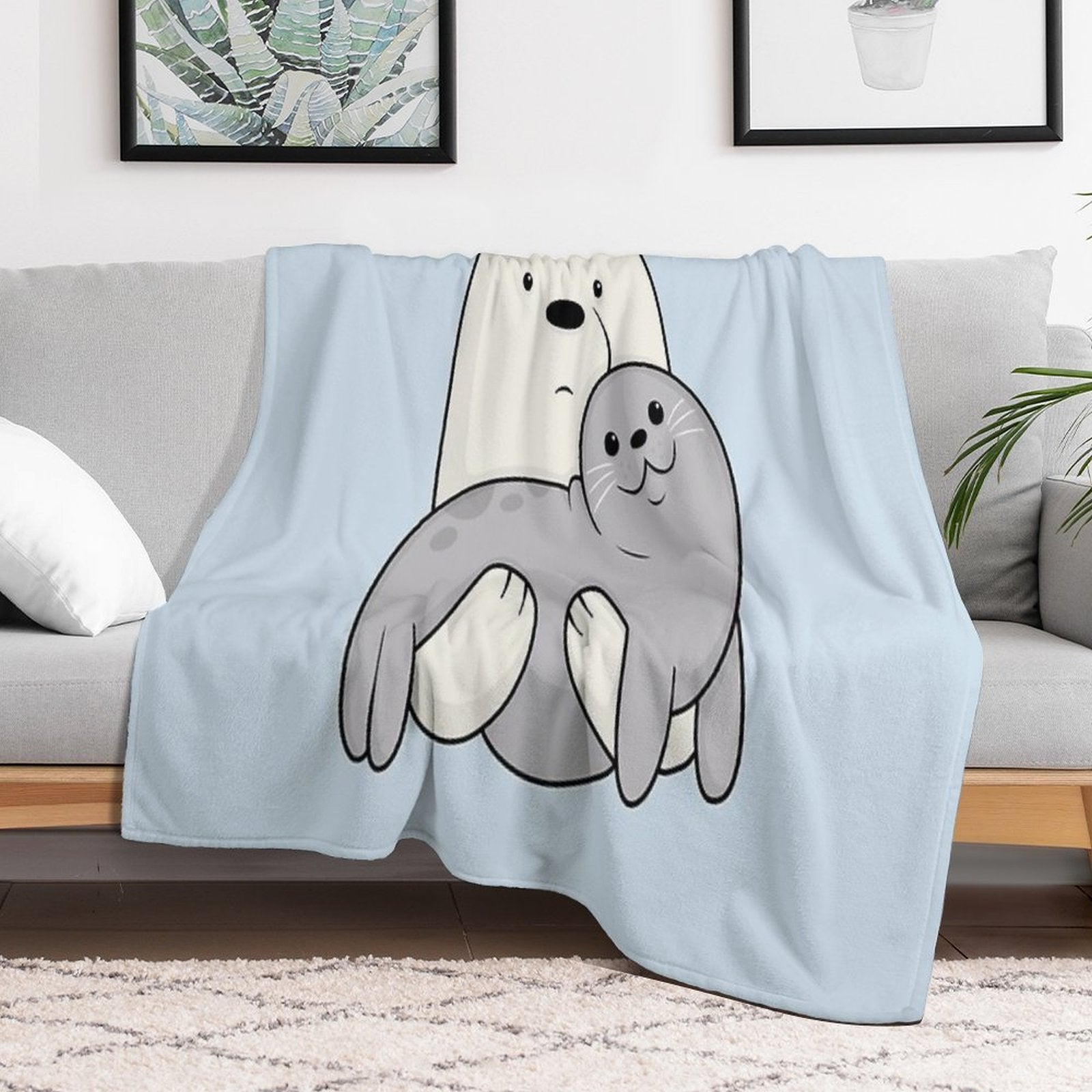 Ice Bear And Seal Throw Blanket